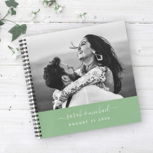 Modernes, elegantes Greenery Script-Foto Hochzeit Notizbuch