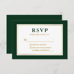 Modernes, elegantes, grün-weißes Gold RSVP Karte