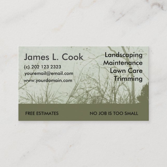 Modernes elegantes grünes landschaftlich visitenkarte (Vorderseite)