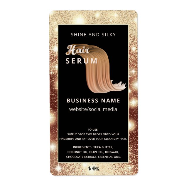 Modernes, elegantes Haar-Script-Serumlabel (Vorne)