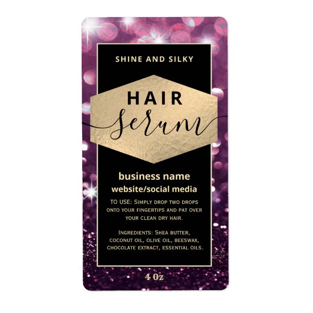 Modernes, elegantes Haar-Script-Serumlabel (Vorne)