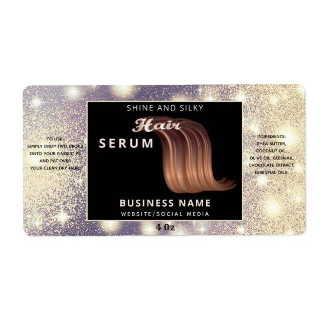 Modernes, elegantes Haar-Script-Serumlabel (Vorne)