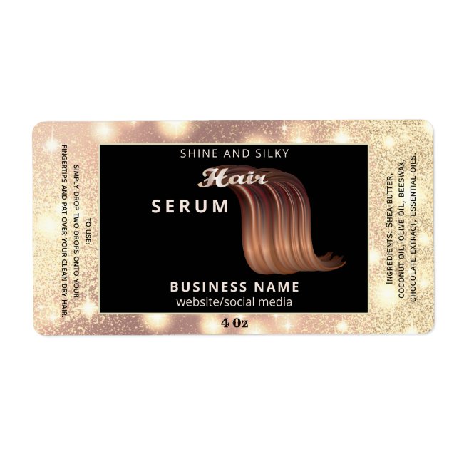 Modernes, elegantes Haar-Script-Serumlabel (Vorne)