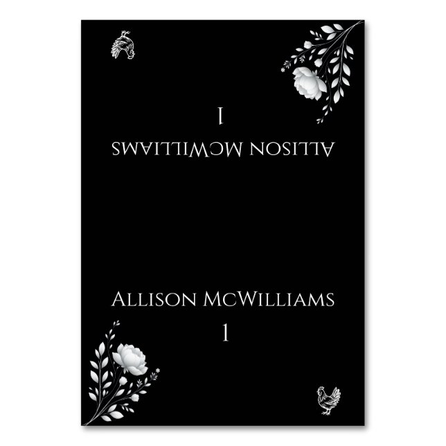 Modernes elegantes Hochzeitsgeflügel Tischnummer (Vorderseite)