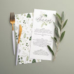 Modernes, elegantes Hochzeitsmenü mit botanischen  Menükarte<br><div class="desc">Rustikale moderne natürliche monochrome grüne Blumenkarte und botanische Hochzeitsdekoration Menü. Mit schönem Skripttext und sage grün,  grau und weiß Blattfarbe Aquarell Details. Diese moderne Hochzeitskollektion ist sicher,  den Stil für Ihren großen Tag Set.</div>