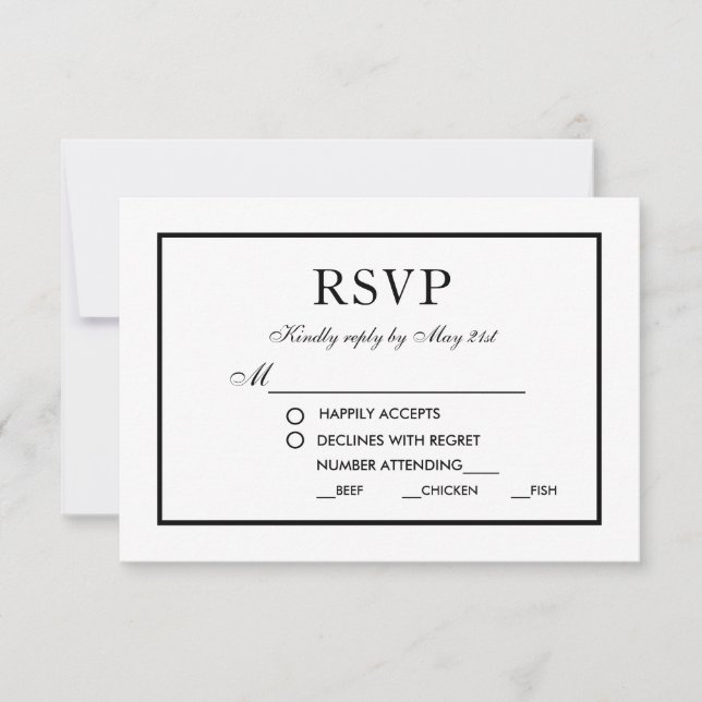 Modernes elegantes Hochzeitsschwarz-Weiß-UAWG m RSVP Karte (Vorderseite)