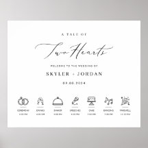 Modernes, elegantes Hochzeitszeichen mit Timeline