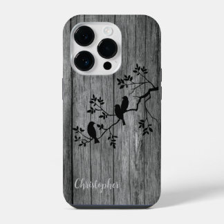 Modernes, elegantes Holz - Baum und Krähe - Holz iPhone 14 Pro Hülle