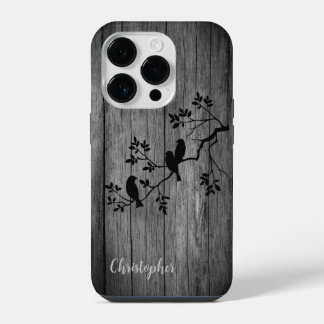 Modernes, elegantes Holz - Baum und Krähe - Holz iPhone 14 Pro Hülle