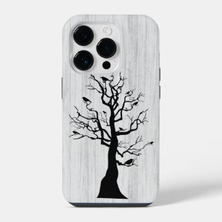 Modernes, elegantes Holz - Baum und Krähe - Holz iPhone 14 Pro Hülle
