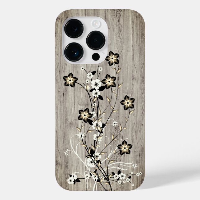 Modernes, elegantes Holz - Blume - Holz Case-Mate iPhone Hülle (Rückseite)