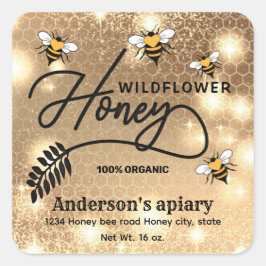 Modernes, elegantes Honigweinlabel Quadratischer Aufkleber