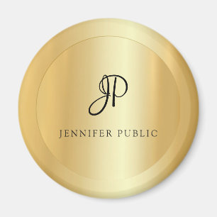 Modernes, elegantes Imitat Gold Template Monogram Magnet
