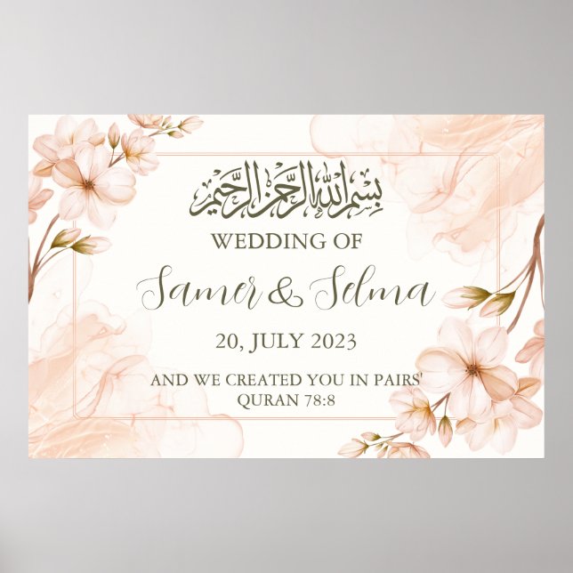 Modernes elegantes islamisches Hochzeitsposter Poster (Vorne)