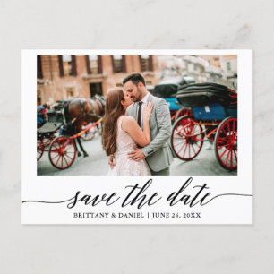 Modernes elegantes Kalligrafie-Foto Save the Date Postkarte