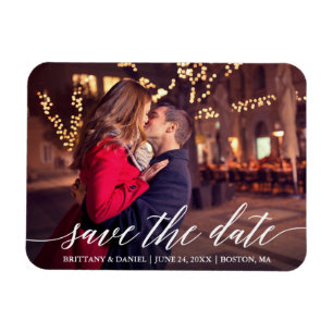 Modernes elegantes Kalligrafie-Save the Date Foto Magnet