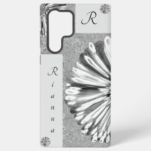 Modernes, elegantes Karo-Blume-Silber Samsung Galaxy Hülle