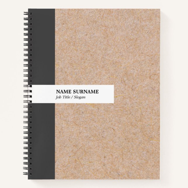 Modernes elegantes Kraft Stripe 8.5 ・ 11 Spiral No Notizbuch (Vorderseite)