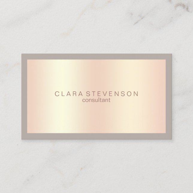 Modernes elegantes kupfernes Rosengold u. grauer Visitenkarte (Vorderseite)