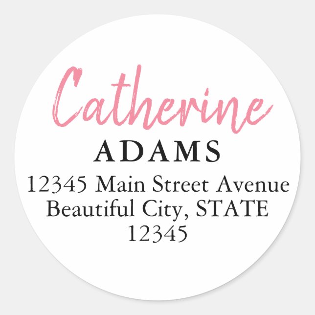Modernes, elegantes Lässiges Girly Chic Dusty Pink Runder Aufkleber (Vorderseite)