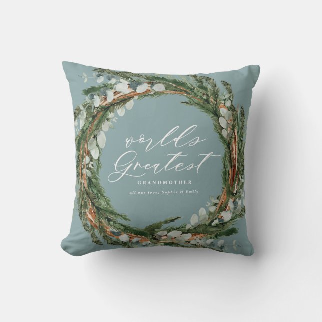 Modernes, elegantes, leafarbenes Foto Großmutter Kissen (Vorderseite)