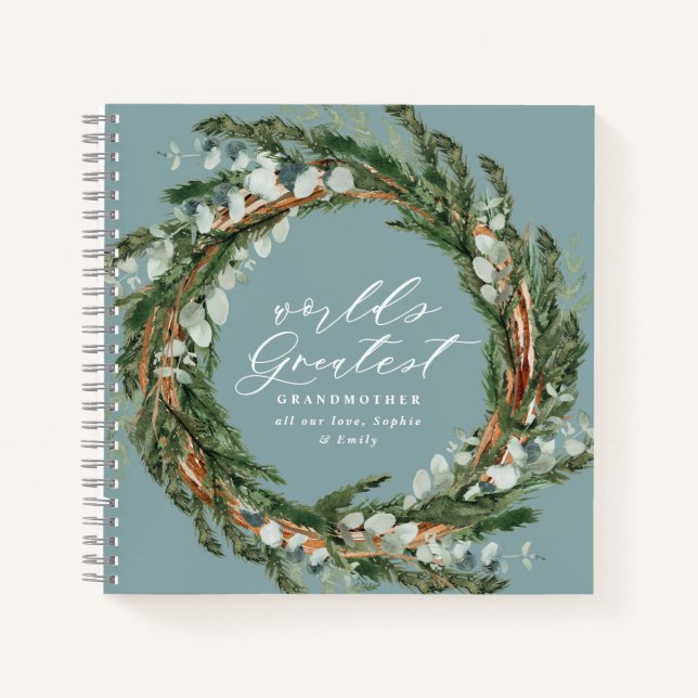 Modernes, elegantes, leafarbenes Foto Großmutter Notizbuch (Vorderseite)