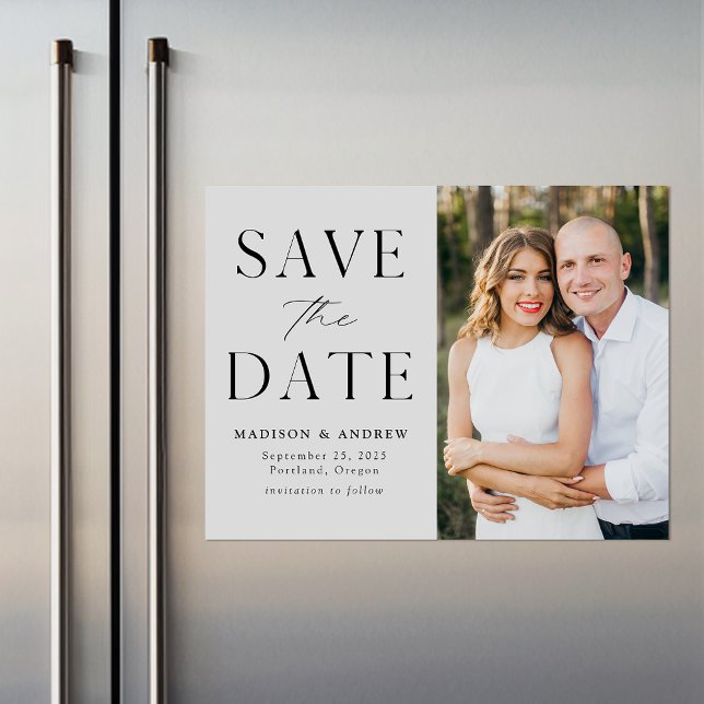 Modernes Elegantes Light Grau Foto Save the Date Magneteinladung (Von Creator hochgeladen)