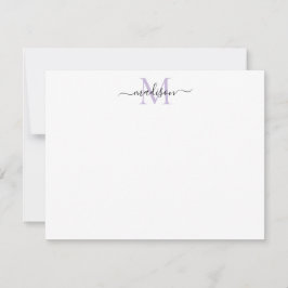 Modernes, elegantes, Lila Violet-Monogramm für Gir Mitteilungskarte