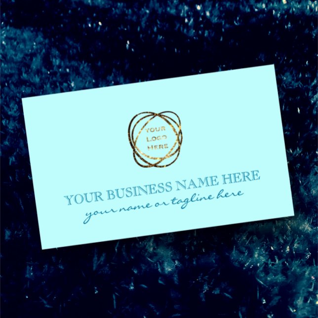Modernes elegantes Logo der Aqua Custom Business Visitenkarte (Add your logo to create your own business card.  Personalize text on front and back. Fresh cool aqua)