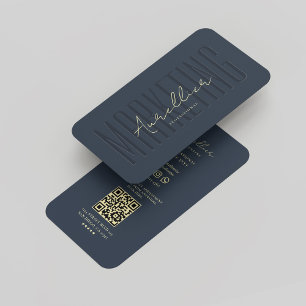 Modernes elegantes Marketing Beruflich Dark Blue Visitenkarte