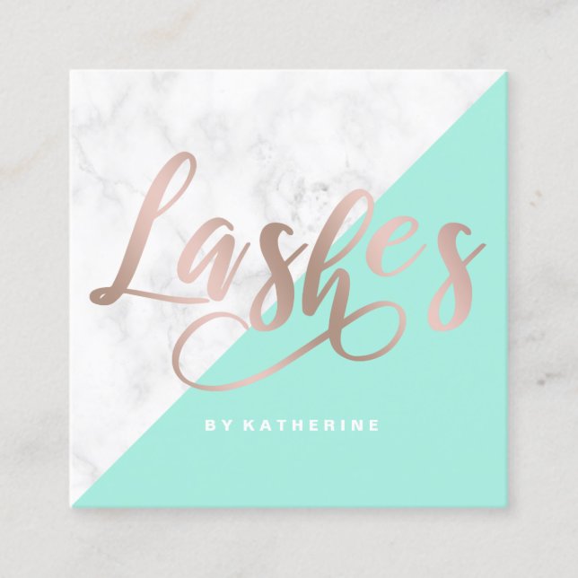 Modernes elegantes Marmor- u. Rosengold peitscht Quadratische Visitenkarte (Vorderseite)