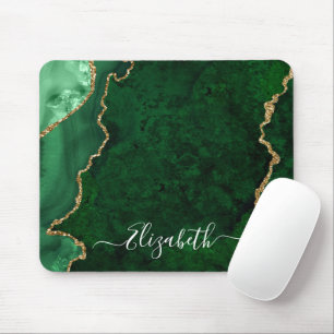 Modernes elegantes Marmorklo Green Geode Gold Mousepad
