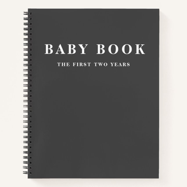 Modernes elegantes Minimal Black Baby Book Notizbuch (Vorderseite)