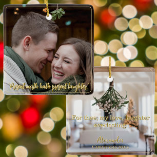 Modernes elegantes Minimal-Script-Zitat Mistletoe  Keramikornament
