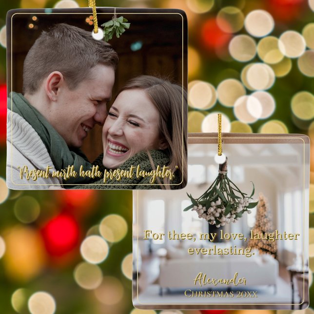 Modernes elegantes Minimal-Script-Zitat Mistletoe  Keramikornament (Von Creator hochgeladen)