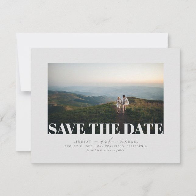 Modernes, elegantes, Minimalistisch-grau-Save the  Save The Date (Vorderseite)
