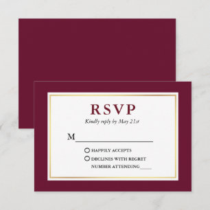 Modernes, elegantes Minimalistisches Burgund  RSVP Karte