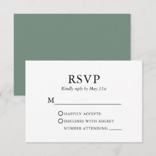 Modernes, elegantes Minimalistisches Hochzeitssage RSVP Karte