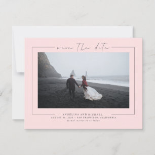 Modernes elegantes Minimalistisches Rosa--Foto Save The Date