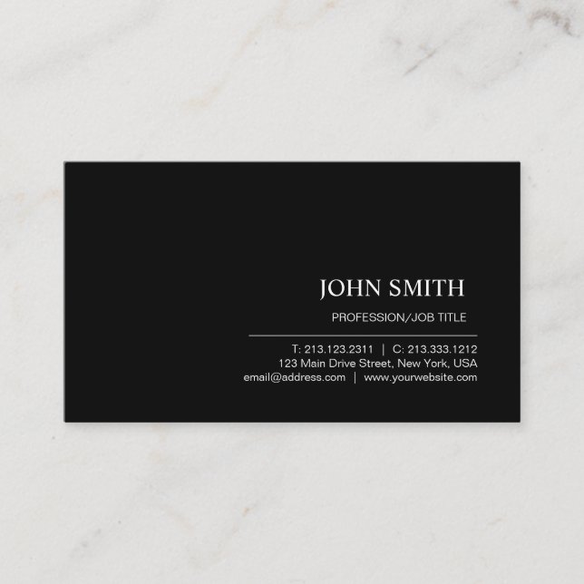 Modernes Elegantes Minimalistisches Schlichtes Sch Visitenkarte (Vorderseite)