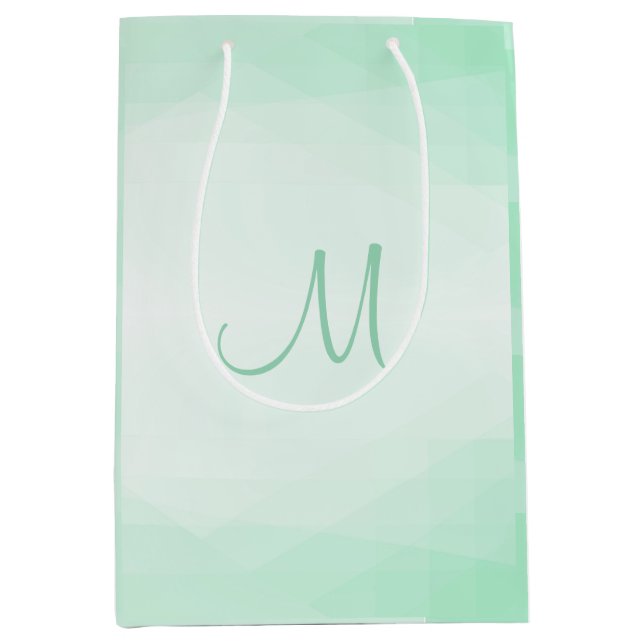 Modernes, elegantes, Mint Green Color Monogram Mittlere Geschenktüte (Vorderseite)