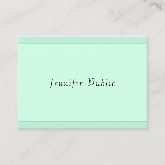 Modernes, elegantes Mint Green Script Monogram Visitenkarte (Vorderseite)