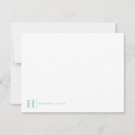 Modernes, elegantes Mongram Line Mint Green Mitteilungskarte