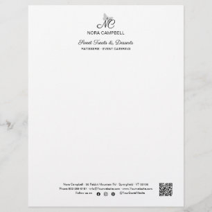 Modernes elegantes Monogram QR Code Instagramm Bla Briefbogen