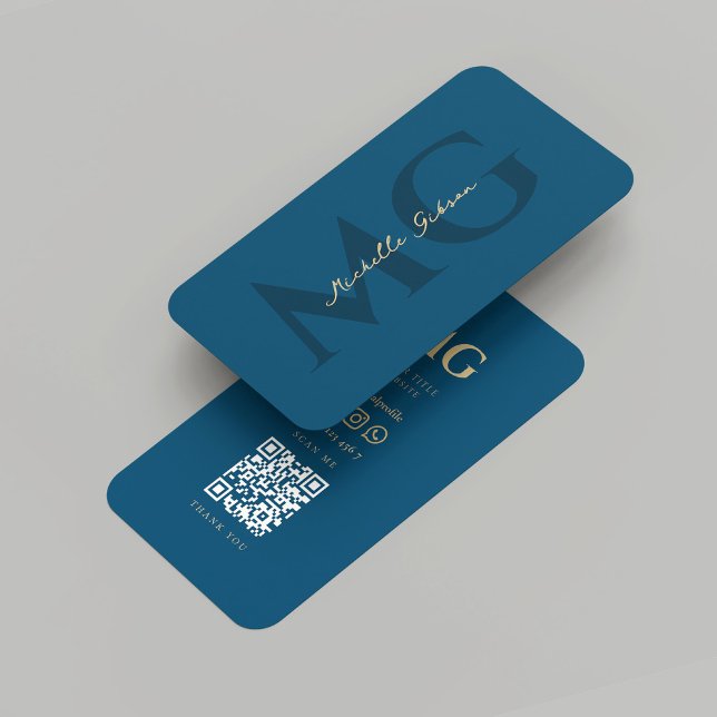 Modernes, elegantes Monogram Regal Blue Beruflich Visitenkarte (Modern Elegant Monogram Regal Blue Professional Business Card
)