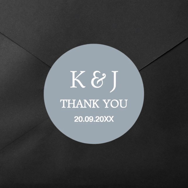 Modernes, elegantes Monogram Vielen Dank Gastgesch Runder Aufkleber (Von Creator hochgeladen)