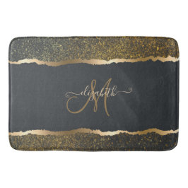 Modernes, elegantes Monogramm der Gold-Touch Badematte