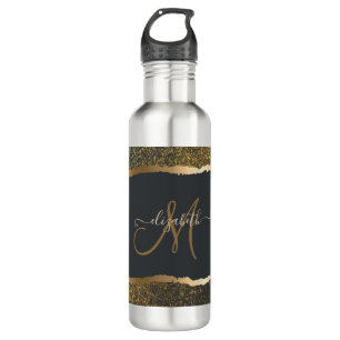 Modernes, elegantes Monogramm der Gold-Touch Edelstahlflasche