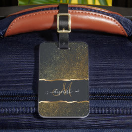 Modernes, elegantes Monogramm der Gold-Touch Gepäckanhänger