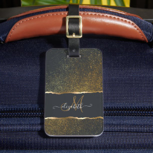 Modernes, elegantes Monogramm der Gold-Touch Gepäckanhänger